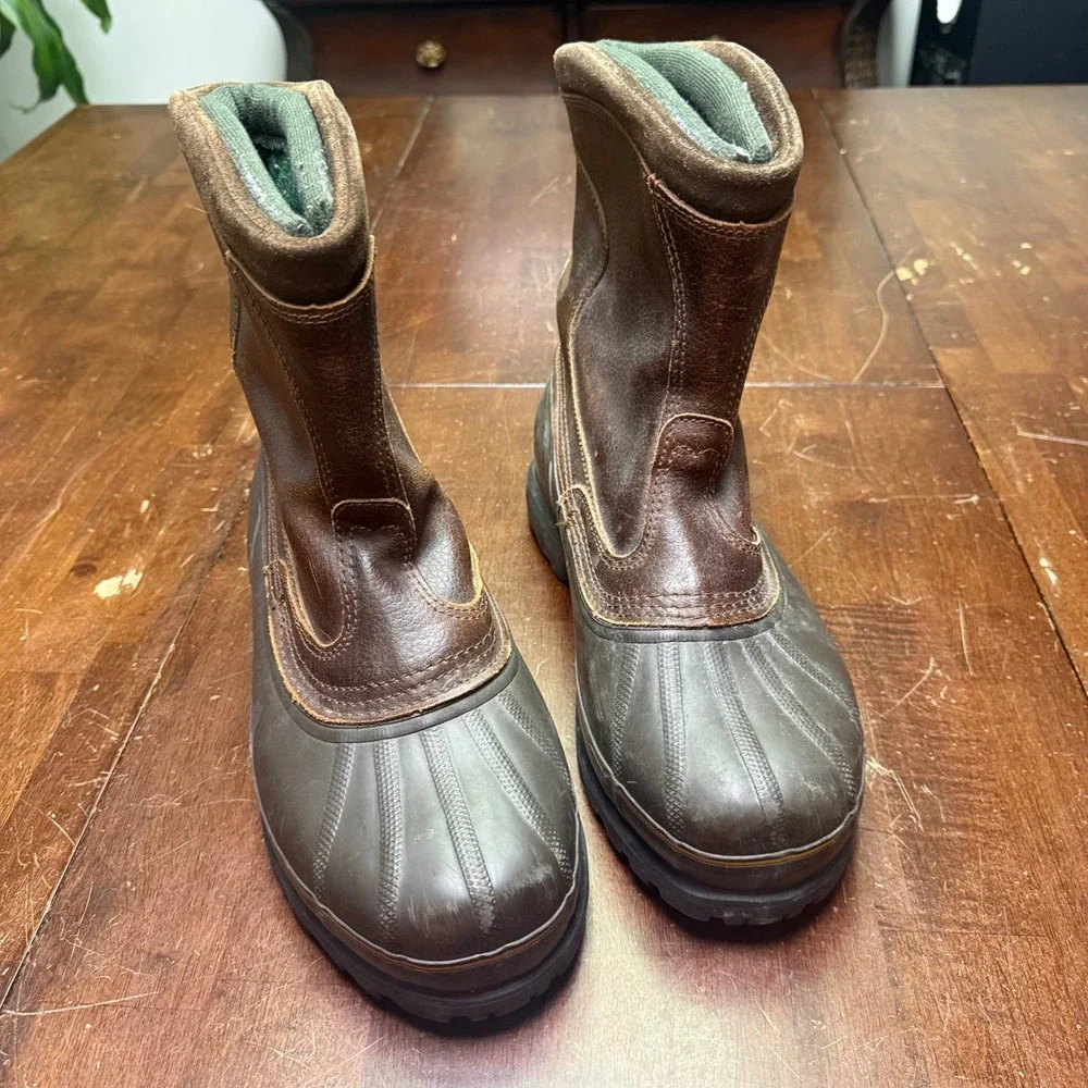Sorel Kittson Pull-On Boots Mens Size 11 Brown Leather Waterproof Duck Boots